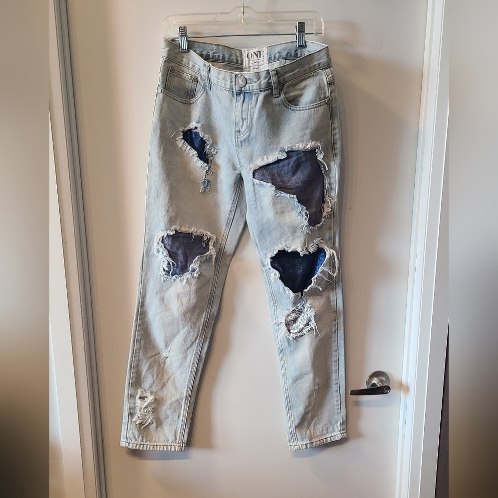 One Teaspoon Awesome Baggies Patchwork Relaxed Leg Jeans